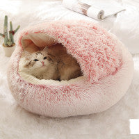 Load image into Gallery viewer, 2 In 1 Dog And Cat Bed Pet Winter Bed Round Plush Warm Bed House Soft Long Plush Pets Bed