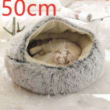 Load image into Gallery viewer, 2 In 1 Dog And Cat Bed Pet Winter Bed Round Plush Warm Bed House Soft Long Plush Pets Bed