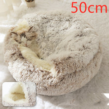 Load image into Gallery viewer, 2 In 1 Dog And Cat Bed Pet Winter Bed Round Plush Warm Bed House Soft Long Plush Pets Bed