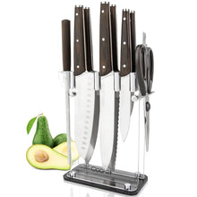 Load image into Gallery viewer, Knife Block with Knife, 9-Piece Kitchen Knife Set Sharp with Acrylic Block Holder, Wooden Handle with Manual Sharpener, Peeling Scissors - Best Cutlery Set Gift Amazon Platform Banned