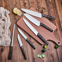 Load image into Gallery viewer, Knife Block with Knife, 9-Piece Kitchen Knife Set Sharp with Acrylic Block Holder, Wooden Handle with Manual Sharpener, Peeling Scissors - Best Cutlery Set Gift Amazon Platform Banned