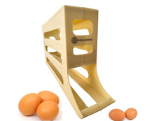 Load image into Gallery viewer, Automatic Egg Rolling Dispenser Rack for Storing Organizing Distributing and Rolling Eggs in Refrigerator Stackable, in Kitchens, Cabinets, K&KLACOSTA 4 Tier Egg TrayDining Tables (Yellow)