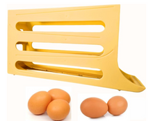 Load image into Gallery viewer, Automatic Egg Rolling Dispenser Rack for Storing Organizing Distributing and Rolling Eggs in Refrigerator Stackable, in Kitchens, Cabinets, K&KLACOSTA 4 Tier Egg TrayDining Tables (Yellow)