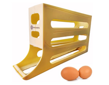 Load image into Gallery viewer, Automatic Egg Rolling Dispenser Rack for Storing Organizing Distributing and Rolling Eggs in Refrigerator Stackable, in Kitchens, Cabinets, K&KLACOSTA 4 Tier Egg TrayDining Tables (Yellow)