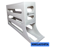 Load image into Gallery viewer, Automatic Egg Rolling Dispenser Rack for Storing Organizing Distributing and Rolling Eggs in Refrigerator Stackable, in Kitchens, Cabinets, Dining Tables White, 4 Tier Egg Tray