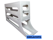 Load image into Gallery viewer, Automatic Egg Rolling Dispenser Rack for Storing Organizing Distributing and Rolling Eggs in Refrigerator Stackable, in Kitchens, Cabinets, Dining Tables White, 4 Tier Egg Tray