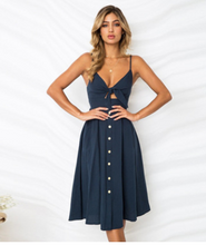 Load image into Gallery viewer, Buttoned Bow Back Sexy Strap Dress Summer