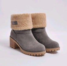 Load image into Gallery viewer, Mid-Tube Thick Heel Suede Snow Boots