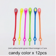 Load image into Gallery viewer, Elastic Silicone Shoelaces 12pcs Lazy No Tie Athletic Running Sport Shoelaces Children and Adult Shoe Strings For NMD sneakers