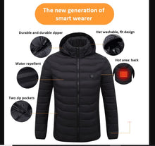 Load image into Gallery viewer, Jacekts Smart Thermostat 2022 Men Winter Warm USB Heating Pure Color Hooded Heated Clothing Waterproof Warm Jackets