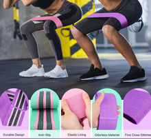 Load image into Gallery viewer, Elastic Resistance Bands for Women Green Pink Purple 3 Pack