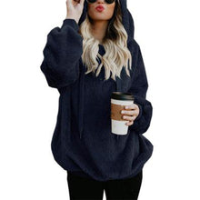 Load image into Gallery viewer, Hooded Plush Sweater Women Loose Zipper Top