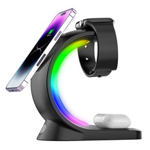 Load image into Gallery viewer, 4 In 1 Magnetic Wireless Charger Fast Charging For Smart Phone Atmosphere Light Charging Station For Airpods Pro I-phone Watch
