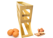 Load image into Gallery viewer, K&amp;KLACOSTA 4 Tier Egg Tray, Automatic Egg Rolling Dispenser Rack for Storing Organizing Distributing and Rolling Eggs in Refrigerator Stackable, in Kitchens, Cabinets, Dining Tables (Yellow)
