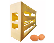 Load image into Gallery viewer, K&amp;KLACOSTA 4 Tier Egg Tray, Automatic Egg Rolling Dispenser Rack for Storing Organizing Distributing and Rolling Eggs in Refrigerator Stackable, in Kitchens, Cabinets, Dining Tables (Yellow)
