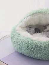 Load and play video in Gallery viewer, 2 In 1 Dog And Cat Bed Pet Winter Bed Round Plush Warm Bed House Soft Long Plush Pets Bed
