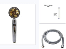 Load image into Gallery viewer, Propeller Driven Shower Head With Stop Button And Cotton Filter Turbocharged High Pressure Handheld Shower Nozzle
