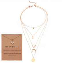 Load image into Gallery viewer, Multi-layer Moon Pendant Necklaces for Women Bohemian Wafer Elegant Necklace
