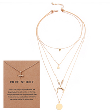 Load image into Gallery viewer, Multi-layer Moon Pendant Necklaces for Women Bohemian Wafer Elegant Necklace
