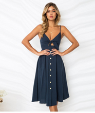 Load image into Gallery viewer, Buttoned Bow Back Sexy Strap Dress Summer
