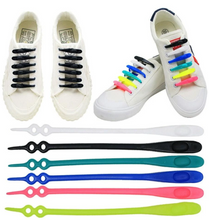 Load image into Gallery viewer, Elastic Silicone Shoelaces 12pcs Lazy No Tie Athletic Running Sport Shoelaces Children and Adult Shoe Strings For NMD sneakers
