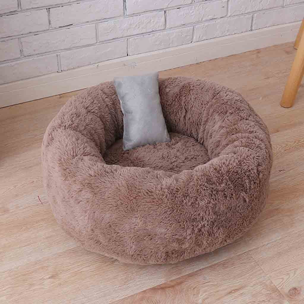Dog Round Cat Winter Warm Sleeping Bag Long Plush Soft Pet Bed Calming Bed