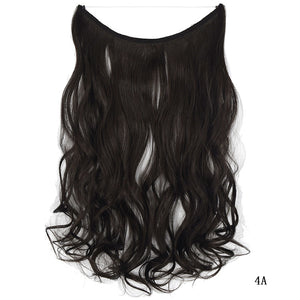 Hair Extensions Secret Fish Line Hairpieces Silky Straight Synthetic 22 inches Invisible Wire No Clips