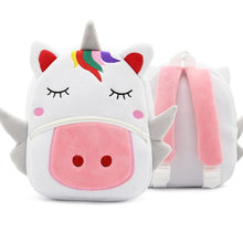 Cargar imagen en el visor de la galería, Children School Backpack Cartoon Rainbow Unicorn Design Soft Plush Material For Toddler Baby Girls Kindergarten Kids School Bags
