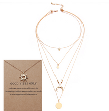 Load image into Gallery viewer, Multi-layer Moon Pendant Necklaces for Women Bohemian Wafer Elegant Necklace
