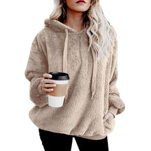 Load image into Gallery viewer, Hooded Plush Sweater Women Loose Zipper Top
