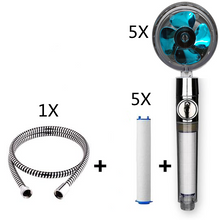 Load image into Gallery viewer, Propeller Driven Shower Head With Stop Button And Cotton Filter Turbocharged High Pressure Handheld Shower Nozzle
