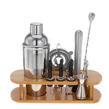Cargar imagen en el visor de la galería, Stainless Steel Cocktail Making Set Parisian Shaker Set Gift 16Pcs bar set tools with one wood stand.
