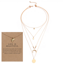Load image into Gallery viewer, Multi-layer Moon Pendant Necklaces for Women Bohemian Wafer Elegant Necklace
