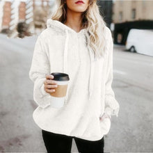 Load image into Gallery viewer, Hooded Plush Sweater Women Loose Zipper Top
