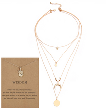 Load image into Gallery viewer, Multi-layer Moon Pendant Necklaces for Women Bohemian Wafer Elegant Necklace
