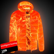 Load image into Gallery viewer, Jacekts Smart Thermostat 2022 Men Winter Warm USB Heating Pure Color Hooded Heated Clothing Waterproof  Warm Jackets
