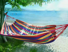 Cargar imagen en el visor de la galería, Hammock mexico women and men, Amaca Hamacas de Patio Mejicanas Outdoor Colorful Stripe Canvas Bed For Camping Hiking Picnic
