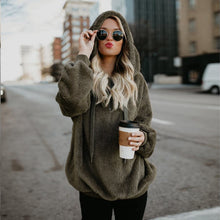 Load image into Gallery viewer, Hooded Plush Sweater Women Loose Zipper Top

