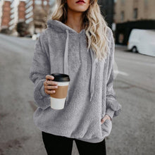 Load image into Gallery viewer, Hooded Plush Sweater Women Loose Zipper Top
