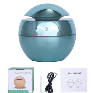 USB Aroma Essential Oil Diffuser Ultrasonic Air Home Humidifier Mini Mist Maker Aroma Diffuser 130ML 7 Color LED Light Office