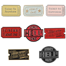 Load image into Gallery viewer, Punk Film Tickets Enamel Pin Rocky Horror Cinema / Hell Admit One Black Red Ticket Badges Metal Clothes Lapel Brooches for fans
