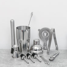Cargar imagen en el visor de la galería, Stainless Steel Cocktail Making Set Parisian Shaker Set Gift 16Pcs bar set tools with one wood stand.

